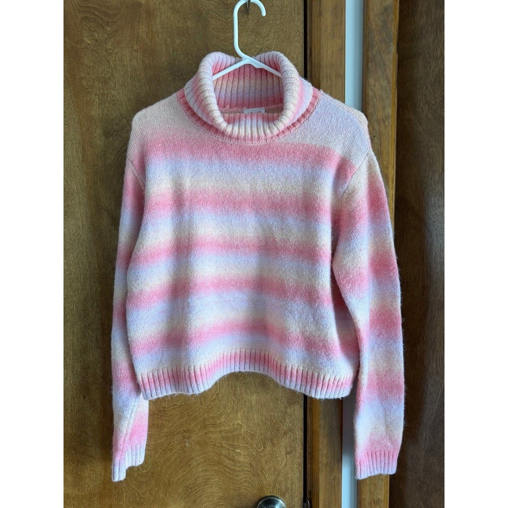 Le Lis Pastel Rainbow Ombré Cowl Neck Wool Sweater Sz. M